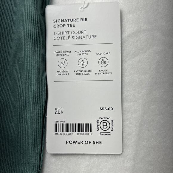 Athleta - Signature Rib Crop Tee -S Green NWT - Picture 4 of 5